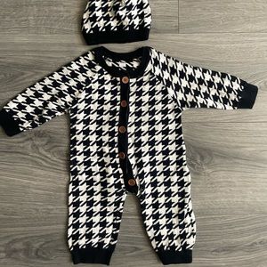 Baby Plaid One Piece With Hat size 3 months